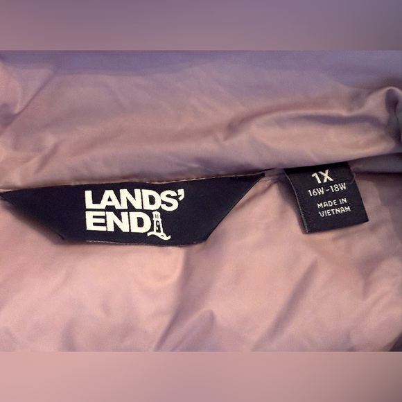 Lands End Puffer Jacket Lilac Womens Plus 1X Down Mock Neck Full Zip Pockets - Picture 11 of 12